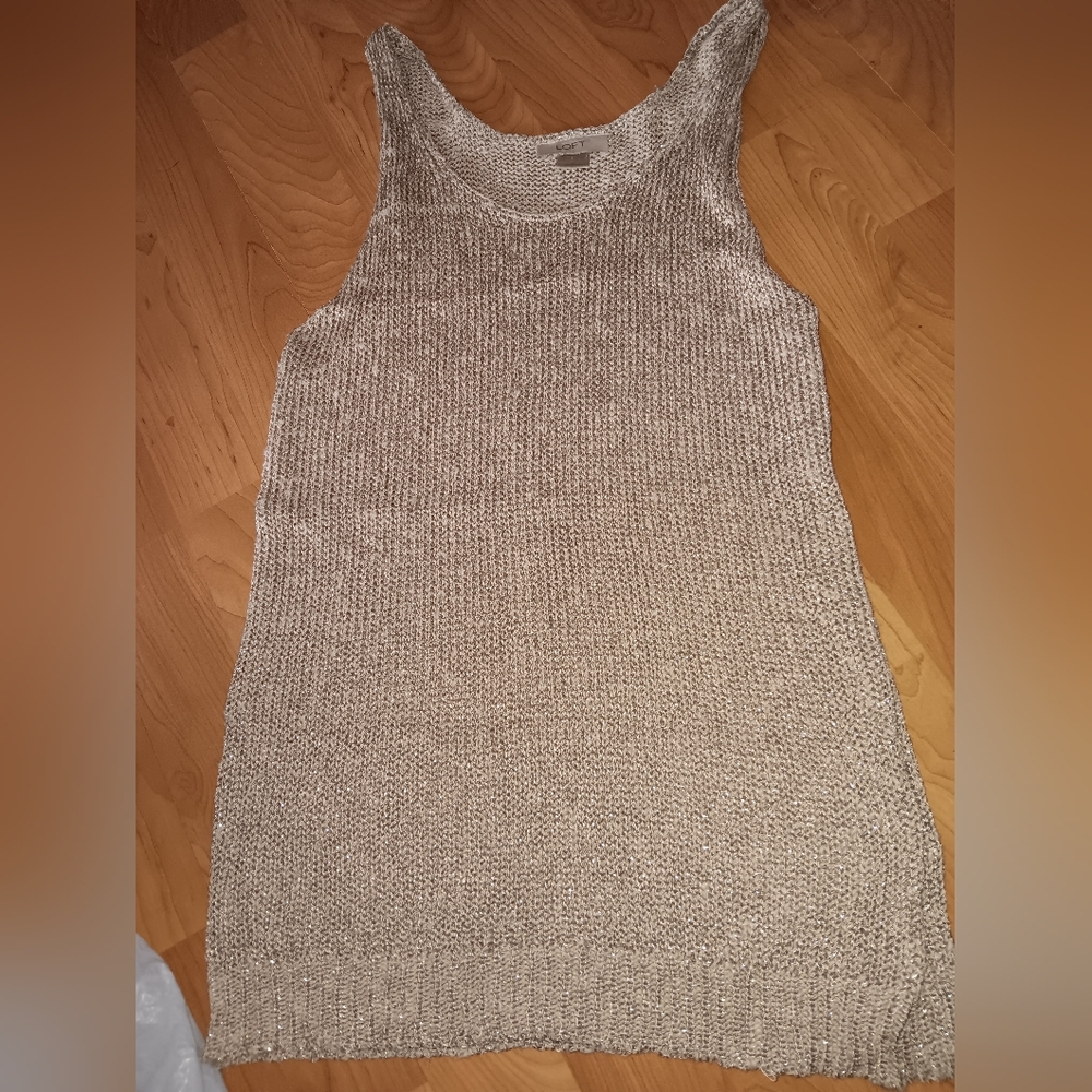 The loft brown tan metallic sweater tank.NEW